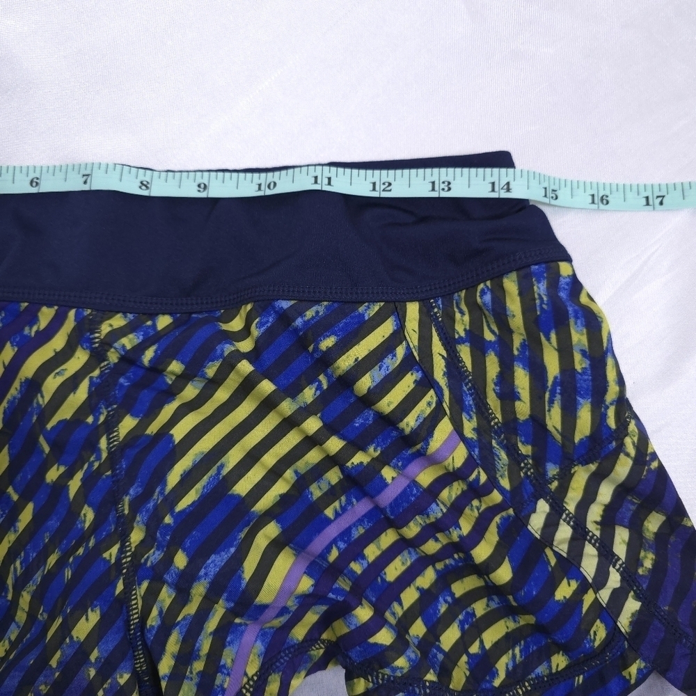 Athleta Women’s Athletic Swim Workout Striped Neon Navy Running Shorts Small - Picture 6 of 9